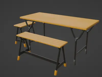Outdoor table picnic Free low-poly 3D model