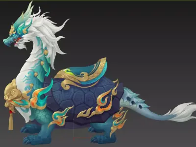 Divine turtle  Xuanwu Low-poly 3D model