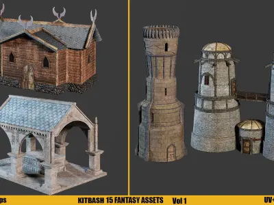 KITBASH-FANTASY ASSETS Vol 1 Low-poly 3D model