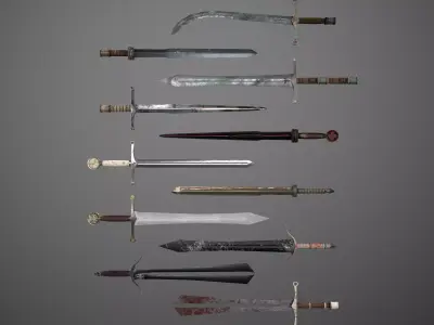 Fantasy Swords - 11 Pack - Set 001 Low-poly 3D model