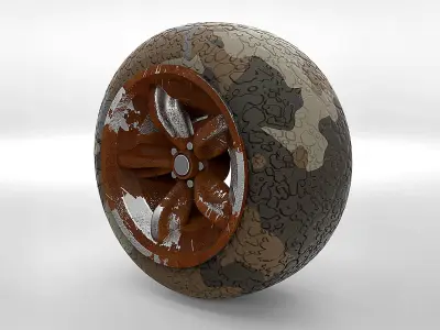 Wheel camouflaged tire Free low-poly 3D model