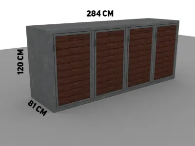 Holder for up to 4 Trashbins  3D model