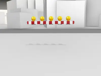 Construction Barrier 4 with warning lights 600-32 100x1600mm Low-poly 3D model
