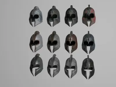 iron hat of war old Low-poly 3D model