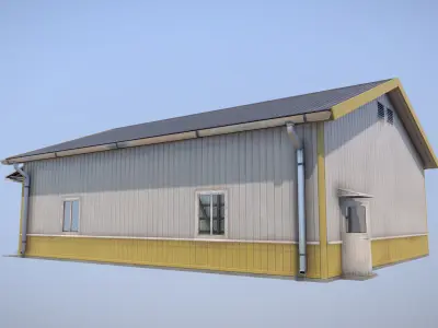 Airfield Hangar 12m Vr1 YELLOW Low-poly 3D model