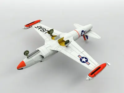 Lockheed T-33 Jet Aircraft Low-poly 3D model