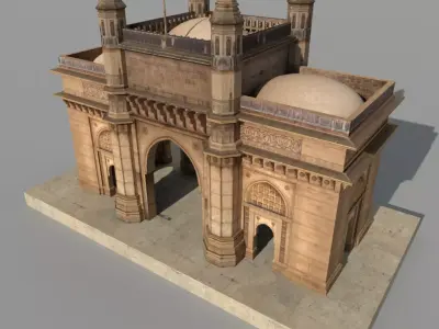 Gateway of India Low Poly 3D Model Optimized Low-poly 3D model