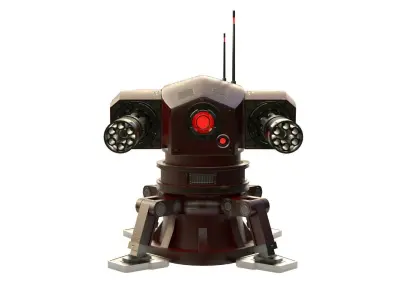 Sci-Fi Turret Gun Low-poly 3D model