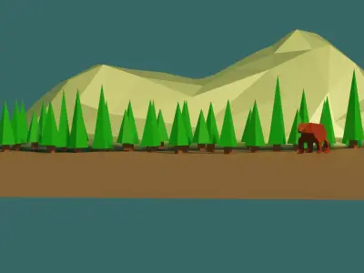 Cute Bear In a Big Wood Free 3D model