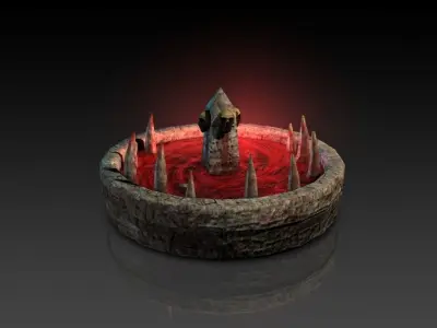 Blood fountain with skulls animated Low-poly 3D model