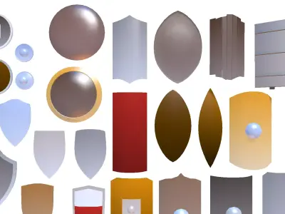 Shields Pack Low-poly 3D model purchase
