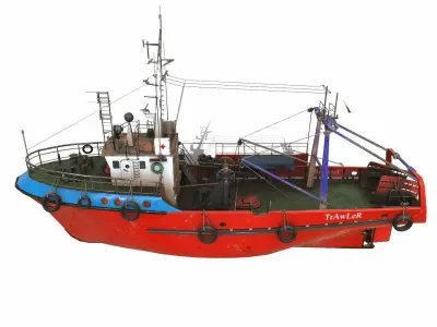 Fishing Trawler Low-poly PBR Low-poly 3D model