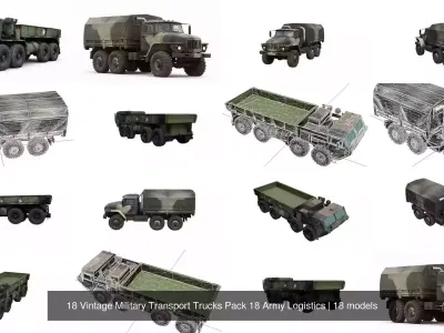 18 Vintage Military Transport Trucks Pack 18 Army Logistics