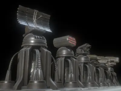 Futuristic Tower Collection Low-poly 3D model