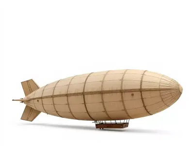 Vintage Wooden Zeppelin model pack Low-poly 3D model