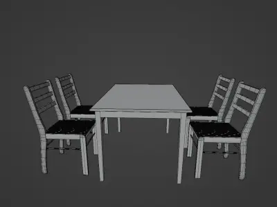 Wooden dining chair and table Free 3D model