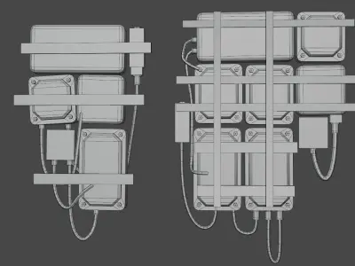 Rusty Fuse Box Cluster -Low Poly Game-Ready Low-poly 3D model