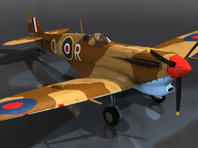SPITFIRE MK VB TROP 92nd Squadron Low-poly 3D model