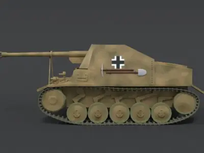 Low Poly Cartoon SdKFz 131 Marder II Tank Low-poly 3D model