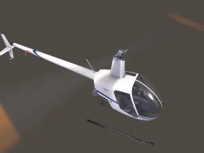 Robinson R22 White Basic Animation Low-poly 3D model