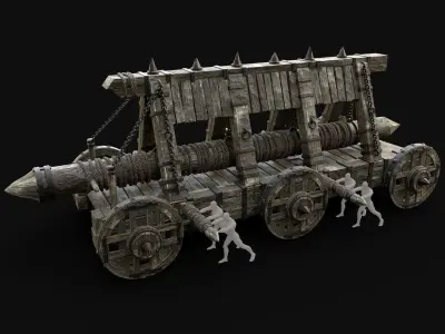 WAR MACHINE BATTERING RAM MEDIEVAL SIEGE ENGINE WAR BATTLE Low-poly 3D model