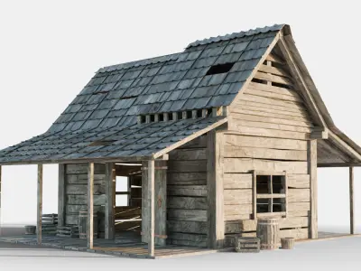 Old Cabin Low-poly 3D model