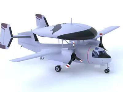 Grumman E-1 Tracer - THE WILLY FUDD -  Low-poly 3D model