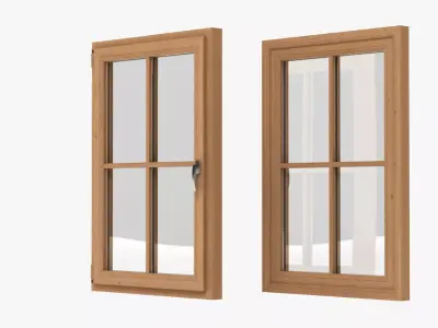 Window 2 two wooden windows 3D model