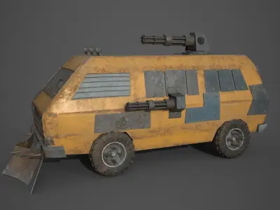Post Apocalyptic Monster VW Bus  Low-poly 3D model