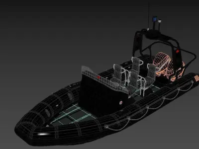Military inflatable Patrol boat Zodiac with Mercury 3D model