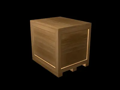 Simple Low Poly Wooden Crate Low-poly 3D model