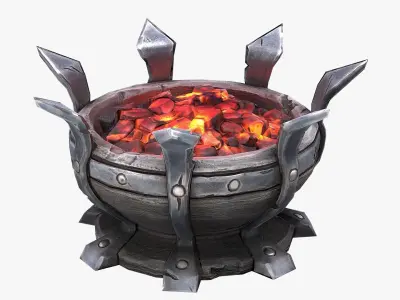 Stylized Dungeon Brazier Low-poly 3D model