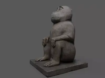 Baboon Statue Low-poly 3D model