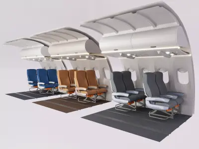 airplane interior chair 3 color 3D model
