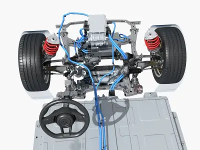 Electric car chassis X-ray 3D model