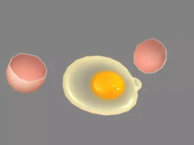 Cartoon egg liquid - egg yolk - broken egg - eggshell Low-poly 3D model