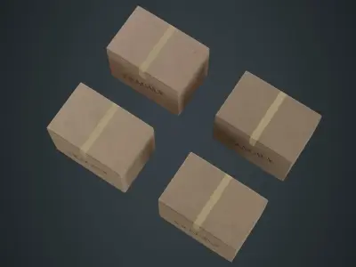 Cardboard Box 1B Low-poly 3D model