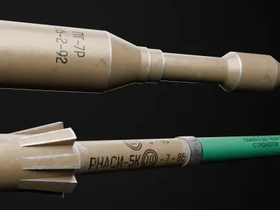 3 RPG-7 Rocket variants  Low-poly 3D model