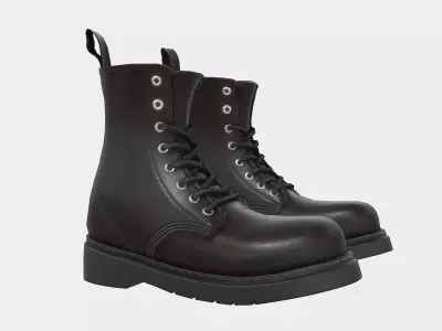 Black Leather Ankle Boots Low-poly 3D model