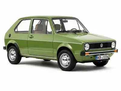 Classic Lime Green Volkswagen Golf Mk1 Vintage Hatchback 3D model