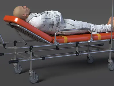 Patient in Straitjacket on Stretcher 3D model