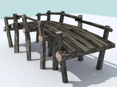 Wooden Bridges Pack Low-poly 3D model