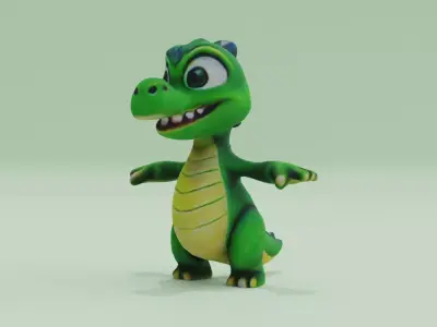 Baby Dragon T-pose Character Low-poly 3D model