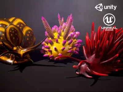 Sea Slugs Pack - Game Ready Low-poly 3D model Low-poly 3D model