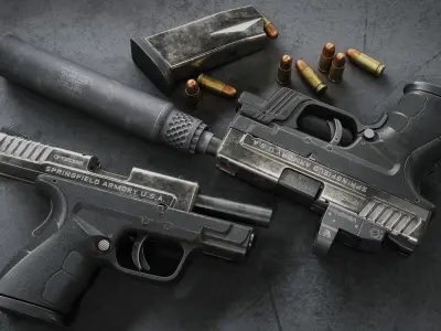 Custom Modified Springfield Handgun 3D model