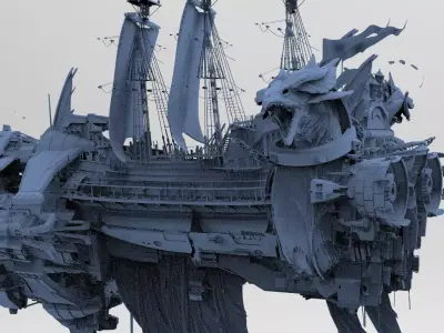 Gor God Killer Dreadnaught airship 3D model