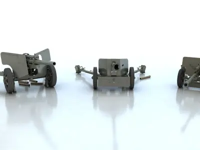 Anti tank guns ww2 3D model