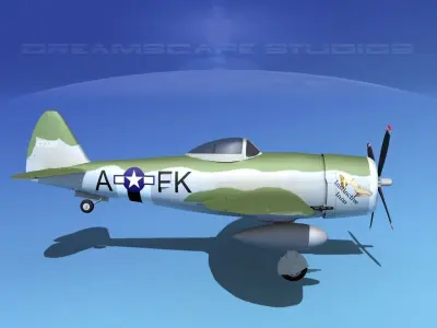 Republic P-47D Thunderbolt V09 3D model
