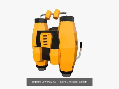 10 Jetpack Low Poly Collection Yellow - SciFi Character Design 