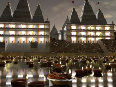 Hindu temple Low-poly 3D model